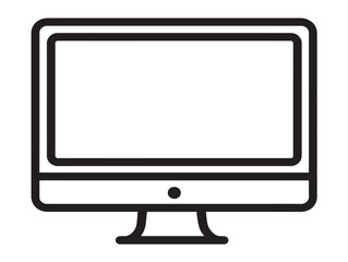 Minimalist computer symbol elegant outline in thin vector drawing