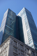 Architectural Contrast Between Eras in Urban High-Rise Scene