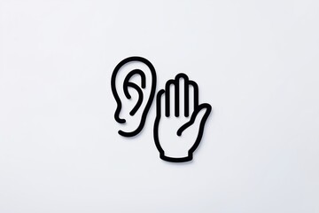 Obraz premium Listen or Eavesdrop Icon with Ear and Hand Symbol