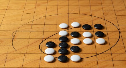 A Go board showing a complex territorial battle, a powerful metaphor for long-term strategy, market positioning, and competitive intelligence