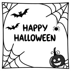 Obraz premium Spooky Halloween themed Illustration with pumpkin, bats, and spider