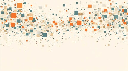 Abstract Square Cascade: Earth Tones on Cream Background, Modern Geometric Design