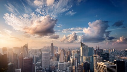 city skyline with clouds