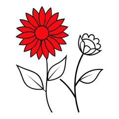  sunflower red vector on white bbackground