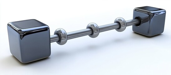 Obraz premium Sleek 3D Render of Interconnected Reflective Metallic Cubes and Spheres on White Background