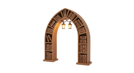 Bookshelf arch isolated on transparent background