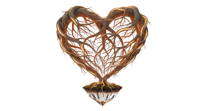Heart shaped tree isolated on transparent background - Powered by Adobe