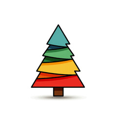 Fototapeta premium Stylized Rainbow Christmas Tree Graphic