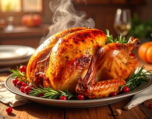 Golden-Brown Perfection: A Steaming Hot Turkey for Thanksgiving