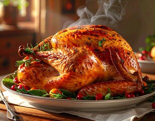The Perfect Holiday Centerpiece: A Succulent, Steaming Roasted Turkey