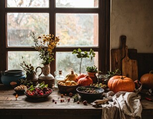 Thanksgiving Meal Prep in a Kitchen with a Beautiful Window View