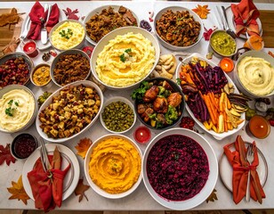 A Colorful and Abundant Flat Lay of Holiday Side Dishes
