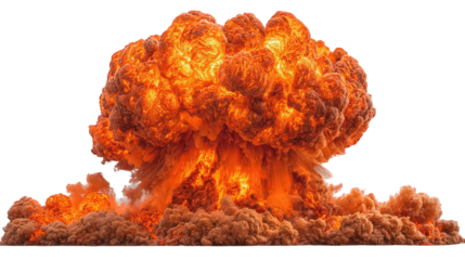 Fiery Orange Explosion with Smoke and Embers