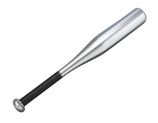Fototapeta premium Sleek silver softball bat with dark ergonomic grip isolated on transparent background PNG