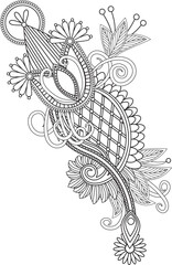 Intricate floral design coloring page for relaxing adults and creative expression white background