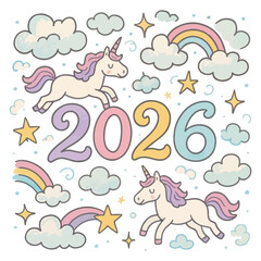 Unicorn Theme 2026 Illustration - Magical Fantasy & Dreamy Art

