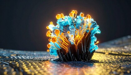 Alien Nanotechnology Growth on Cobalt Blue Tantalum Alloy (Extreme Macro 8K)