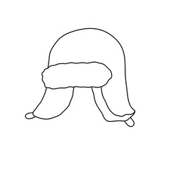 A hat with a fur collar is drawn in black