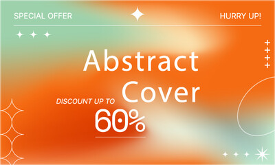Obraz premium Abstract Promotional Banner with Gradient Blurred Orange Green Background and Geometric Elements – Special Offer Design with Discount Text for Ecommerce Ads, Retail Campaigns