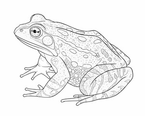 Naklejka premium Detailed line drawing of a frog with intricate patterns