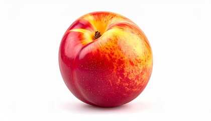 Fresh nectarine with smooth orange red skin juicy sweet flesh organic healthy fruit isolated on white background