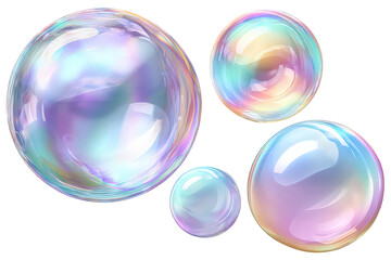 Iridescent Soap Bubbles on Transparent Background