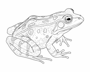 Naklejka premium Detailed line drawing illustration of a frog with patterned skin