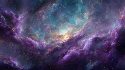 Fototapeta premium A beautiful, expansive nebula with vibrant purple and blue clouds against a starfield