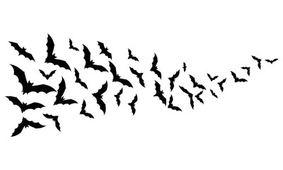 Naklejka premium Spooky Halloween bats silhouette flying across a white background for holiday designs