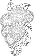 Intricate floral design coloring page for relaxation and creative expression adults kids white background