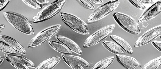 Metallic Diamond Plate Texture: High-Contrast, Abstract, Industrial, Grayscale Surface.
