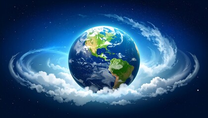 Fototapeta premium Earth in a celestial cloud