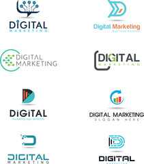 set of Digital Marketing Logo business