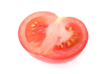 Piece of ripe red tomato isolated on white