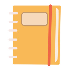 Flat Style Simple Notebook Mockup with Elastic Band for Notes