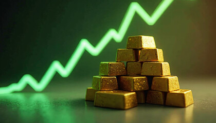 Gold Bars and Upward Trend Graph