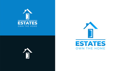 Real Estate Logo Design with Open Door and House Icon – Estates Own the Home.