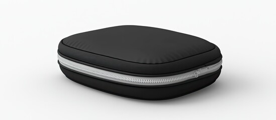 Modern Black Padded Case with a Bold White Zipper on a Clean Background
