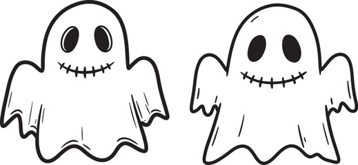 Obraz premium Two spooky halloween ghost silhouettes
