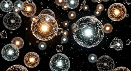 Conceptual illustration of the multiverse, showing countless bubble universes floating in the vastness of cosmic space.