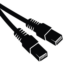 Black usb cable with connectors on a white background