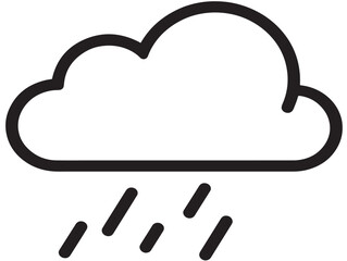 Minimal raindrop and cloud icon in elegant flat line drawing