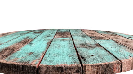 Rustic Teal Wooden Tabletop on Black Background