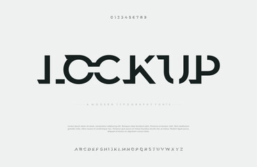 Lockup, creative modern urban alphabet font digital abstract Mowlem futuristic font for brand