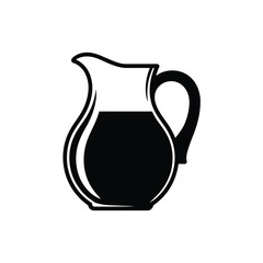 Simple black and white icon of a pitcher filled with liquid