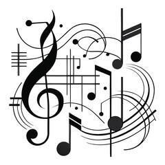 Abstract musical notation collection with geometric elements