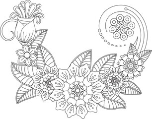 Relaxing flowers coloring page 130 intricate floral design for adult coloring enthusiasts white background