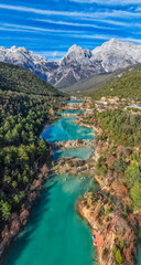 The Blue Moon Valley landscape of Yulong Snow Mountain in Lijiang, Yunnan