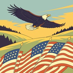 american eagle with flag