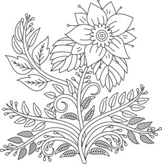Elegant floral coloring page design for relaxation and creative expression for all ages white background